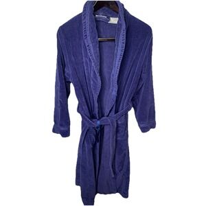 Adult Small Cabernet Blue Thick Cotton Tie Towel Robe Long Heavy Terri Cloth